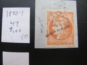 FRANCE USED 1870-1  SC 47 BORDEAUX $100 3+ MARGINS VF/XF (164)