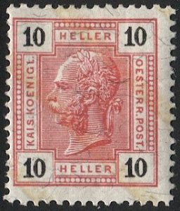 AUSTRIA 1904  Sc 97a  10h  Mint LH F, perf 13, with varnish bars