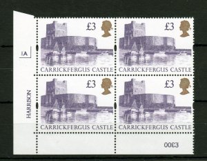 £3 CASTLES UNMOUNTED MINT PLATE 1A BLOCK Cat £75