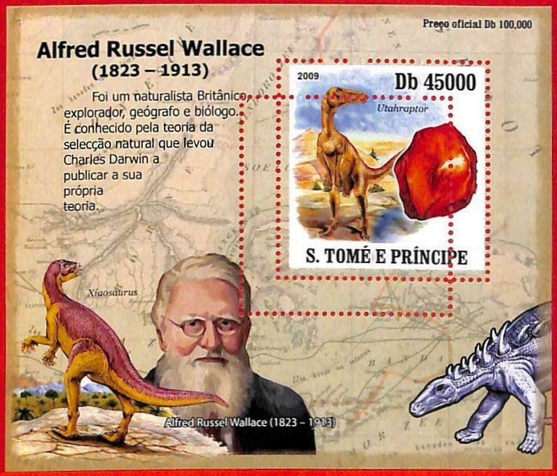 A3197- SAO TOME & PRINCIPE, ERROR MISSPERF: 2009 A. Wallace, Dinosaurs, Minerals