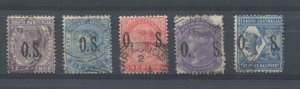 Queensland QV 1993-1900 various overprinted OS Officials used