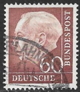 GERMANY 1954-60 60pf President Theodor Heuss Issue Sc 715 VFU