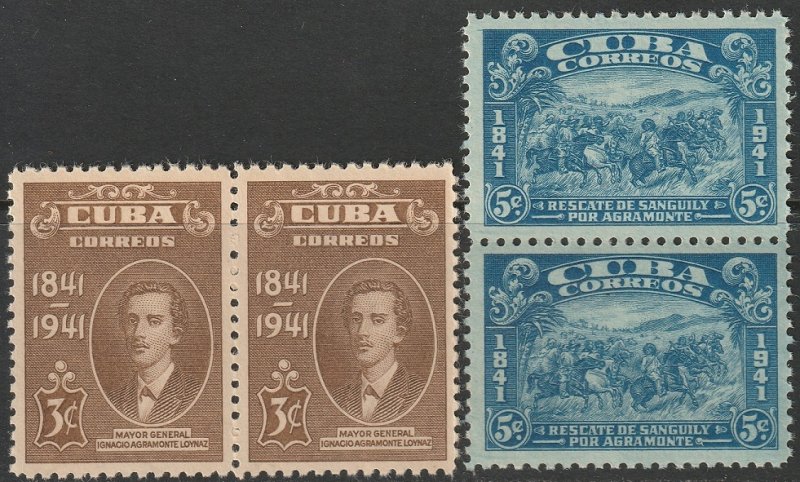 Cuba 1942 Sc 373-4 set pairs MNH**