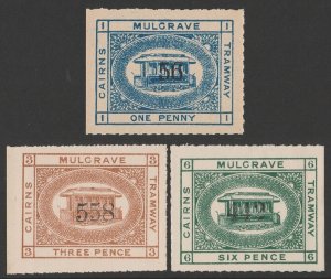 QUEENSLAND Railways Cairns-Mulgrave Tramway 1911 large design set. Scarce.