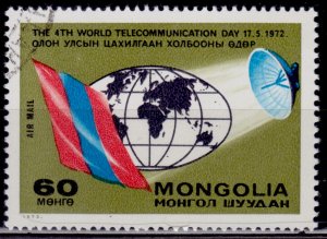 Mongolia, 1972, Airmail, World Telecommunications Day, 60m, used