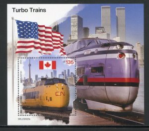 SIERRA LEONE 2023 TURBO TRAINS SOUVENIR SHEET MINT NEVER HINGED