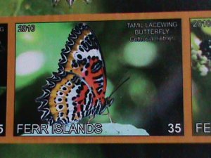 ​FERR ISLAND STAMP-2010 COLORFUL BEAUTIFUL LOVELY BUTTERFLY MNH MINI SHEET-VF