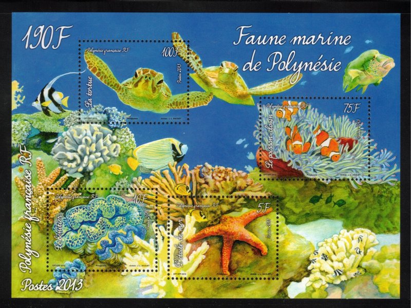 FRENCH POLYNESIA 2013 Marine Life S/S; Scott 1104a, Yvert Bl 39; MNH