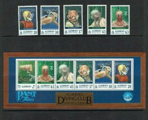 Alderney: 1998  21st Anniversary of Alderney Diving Club MNH set + M/S