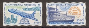 ST. PIERRE & MIQUELON SC# C61-C62 AVIATION, FIRST FLIGHT - MNH