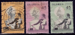 Colombia, 1963, Airmail, Women's Franchise, sc#C448-50, used**