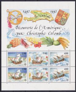 Monaco 1816a MNH 1992 Europa Souv, Sheet