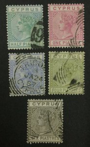 MOMEN: CYPRUS SG #11-15 1881 CROWN CC USED £860 LOT #62388