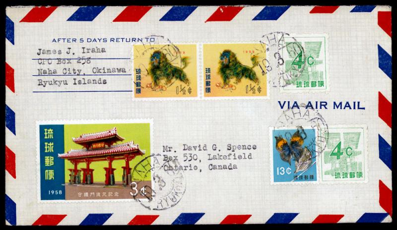 Ryukyu Islands Naha to Canada (1960) Air Mail Cover