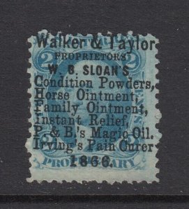 US, Sc R13c, used, Walker & Taylor 10-line 1866 handstamp