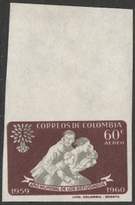 COLOMBIA 1960 Sc C371 60c UN World Refugee Year  Mint NH Imperf Proof  VF