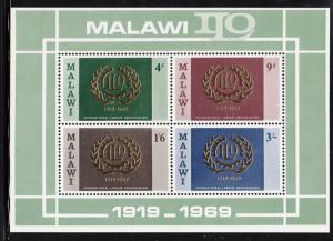 Malawi 1969 MNH Scott #113a Souvenir sheet of 4 ILO, 50th anniversary