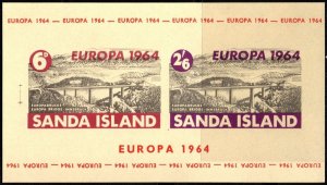 1964 Cinderella Sanda Island Scotland Europa Souvenir Sheet (Buff Paper) MNH