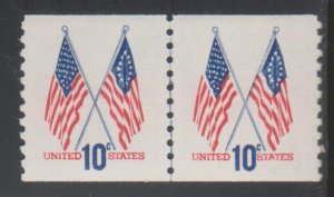 United States,  10c Flags (SC# 1519) MNH LINE PAIR