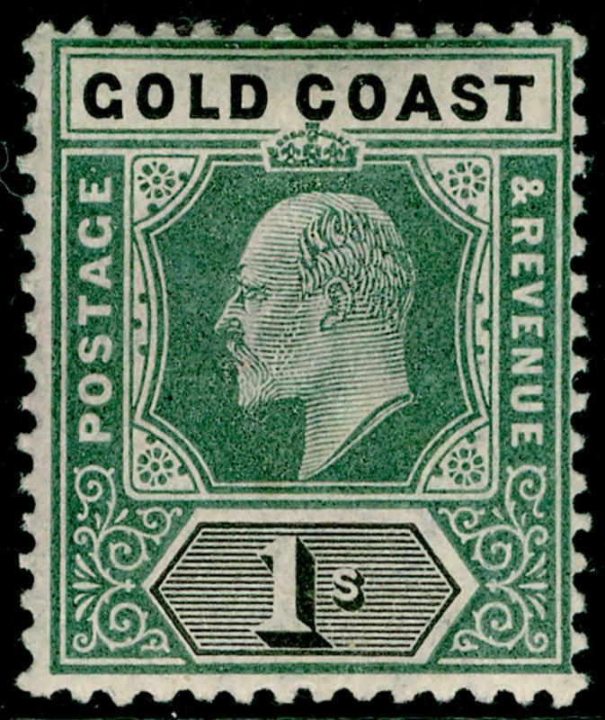 GOLD COAST SG44, 1s green & black, LH MINT. Cat £24. WMK CA.