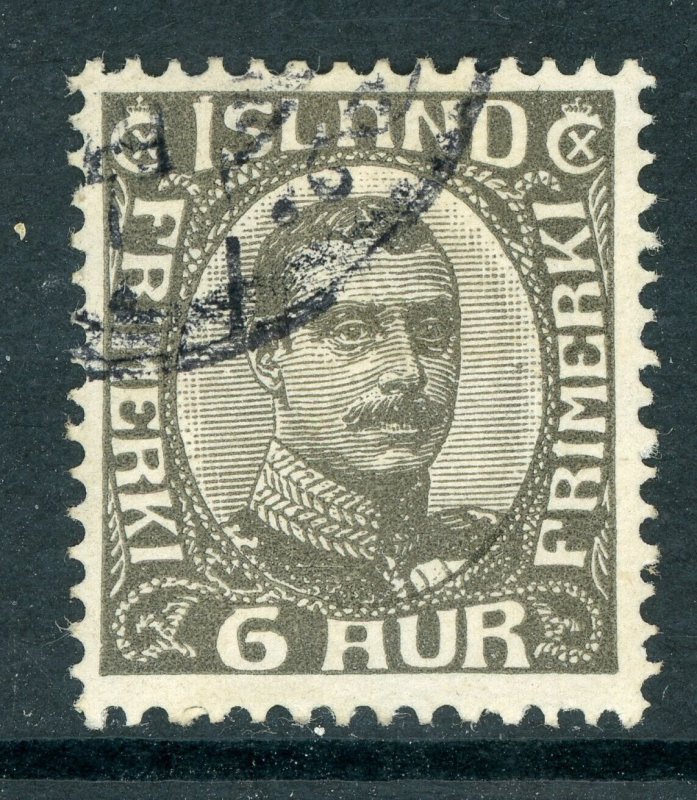 Iceland 1920 Christian X 6a Dark Gray Scott # 113 VFU D196