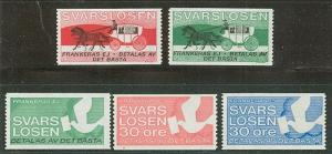 SWEDEN SVARS LOSEN REPLY STAMPS - 5 different - NH cat $90.00