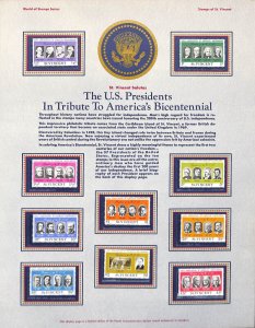 Postal Commemorative Society Stamp Panel MNH, St. Vincent #435-444 Presidents