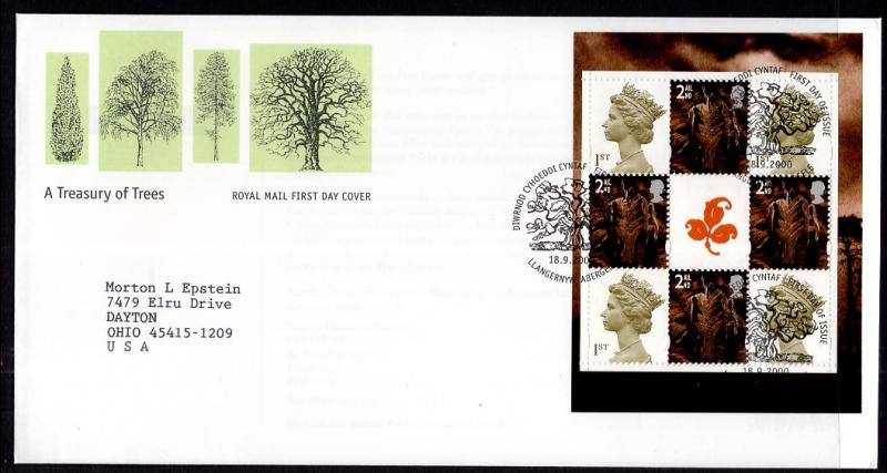 Great Britain Wales 18a Booklet Pane Typed FDC