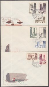 POLAND Sc # 1482-9 SET of 3 FDC of 9 DIFF - HOLOCAUST and WWII MONUMENTS