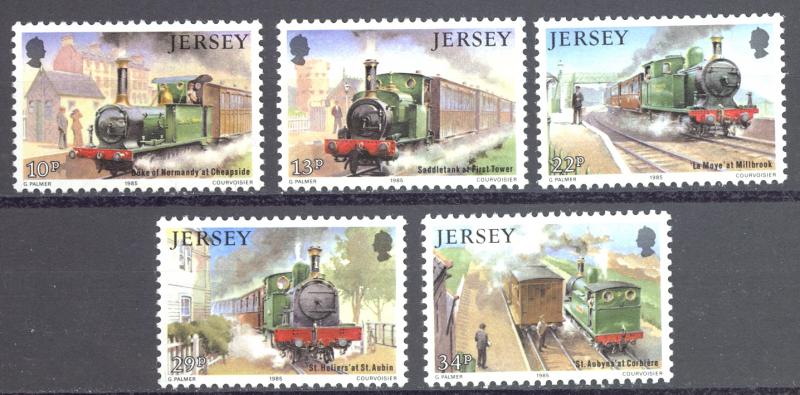 Jersey Sc# 361-365 MNH 1985 10p-34p Railway History