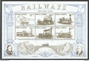 Antigua & Barbuda Trains Railways The Early Years 1Kb ** Stamps Pk312