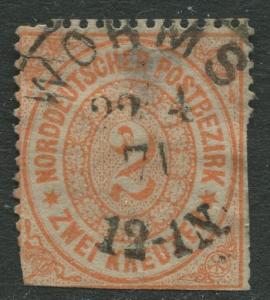 North German Confederation - Scott 20 - Numeral Center -1869 - Used - 2gr Stamp