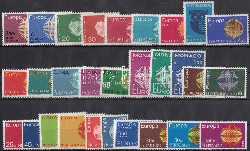 Thematic lot stamp Europa CEPT 12 sets + 2 individual values 1970 MNH WS184618