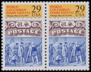 US 2616 World Columbian Philatelic Expo 92'29c horz pair MNH 1992