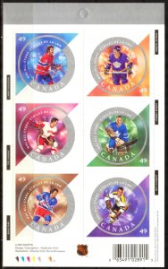 Canada 2004 Hockey NHL Players Mi.2173/8 Self Adhesive Pane MNH