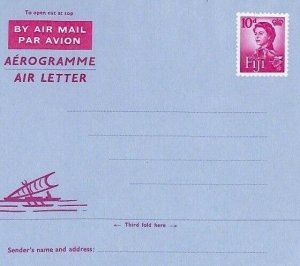 FIJI Aerogramme Unused QEII 10d Air Letter Stationery Cover CANOE{samwells}AP110