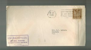 1940 New Zealand to USA Canton Island FFC First Flight Cover via New Caledonia