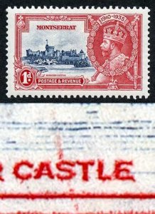 Montserrat SG94 1935 1d Silver jubilee Diagonal Line though S of Castle M/M