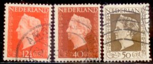 Netherlands 1947 SC# 290,297,299 Used E48