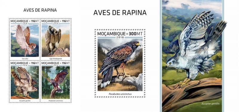 Z08 MOZ18516ab MOZAMBIQUE 2018 Birds of prey MNH ** Postfrisch Set