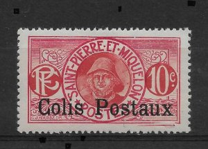 Saint Pierre and Miquelon 1917, Parcel Post 10c Scott # Q3, VF MH*OG (FR-1)