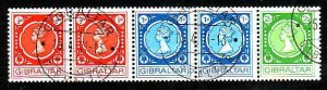 Gibraltar-Sc#275a- id5-used set-Coils-QEII-1971-