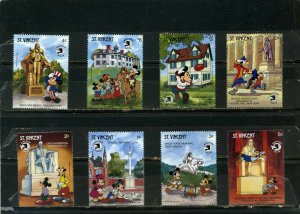 ST.VINCENT 1989 WALT DISNEY WORLD STAMP EXPO'89 SET OF 8 STAMPS MNH 