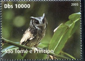 Sao Tome & Principe 2005 WWF.w/Logo BIRD OF PREY 1 value Perforated Mint (NH)
