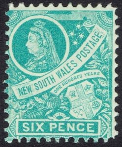 NEW SOUTH WALES 1898 QV SHIELD 6D WMK CROWN/NSW SG TYPE W40 PERF 12