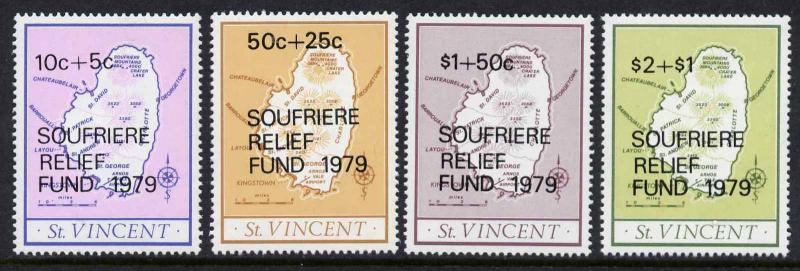 St Vincent B1-4 MNH Map, Soufriere relief fund o/p