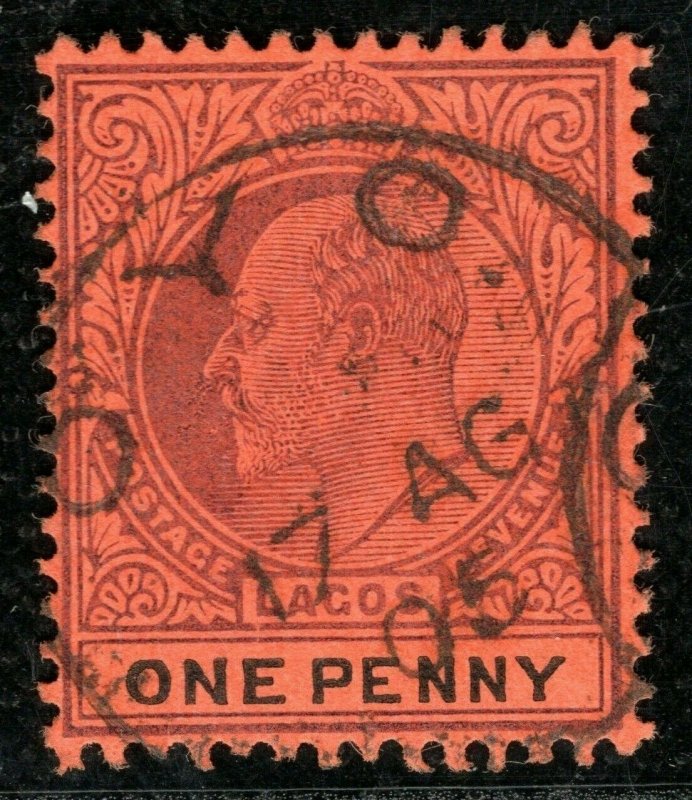 Nigeria LAGOS KEVII Stamp 1d Superb *OYO* CDS Postmark 1906 Used BL2WHITE38