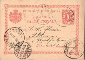 Romania 10b Numeral Postal Card 1899 Tulcea to Altena, Germany.