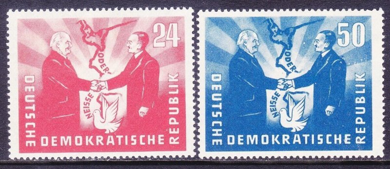 Germany DDR 80-81 MNH OG 1951 Pres Pieck & Pres Bierut Shaking Hands Set VF