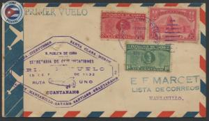 Cuba 1932 First Flight Cover Guantanamo - Manzanillo | Edifil N108 | CU8121